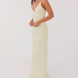 Peppermayo Satin Yellow Maxi Dress